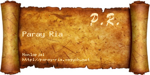 Paray Ria névjegykártya